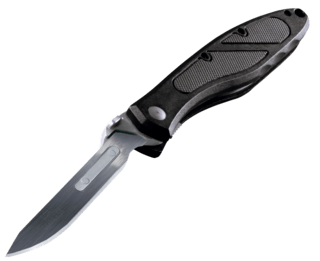 Havalon 2.75" Piranta-Z Replaceable Blade Folding Knife - Black features a removable pocket clip